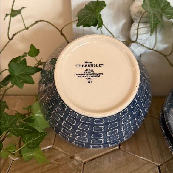 Threshold Set/2 “Mer Blue” Stoneware Bowls,
Blue & Cream, 6.25” - Picture 5 of 5